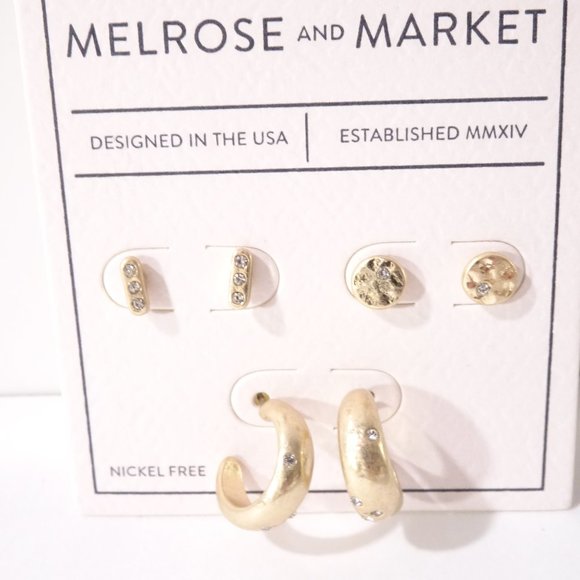 Nordstrom Melrose and Market earrings Set GOLD NWT - Picture 2 of 3
